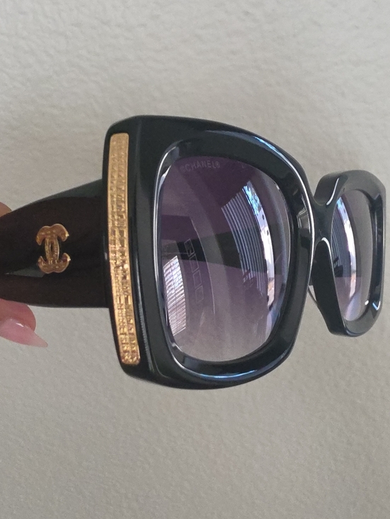 CHANEL Accessories - CHANEL Black Frame Sunglasses with Gold Accents and Gradient Purple Lenses